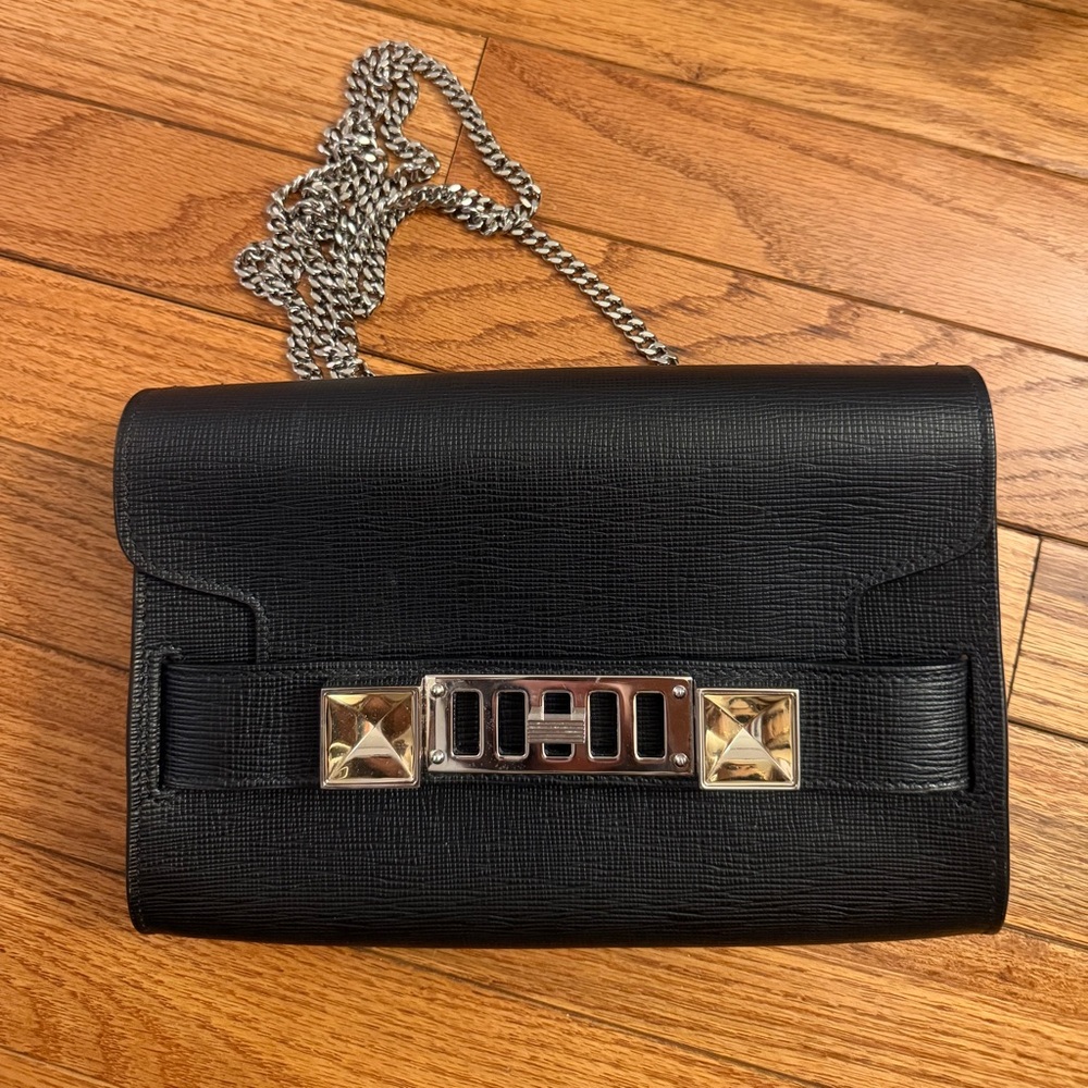 Proenza Schouler Black Crossbody Bag with Silver Chain